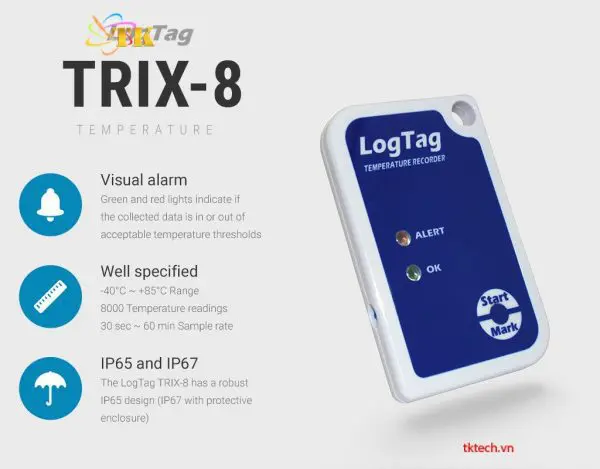 Tính năng Nhiệt kế tự ghi LogTag TRIX-8