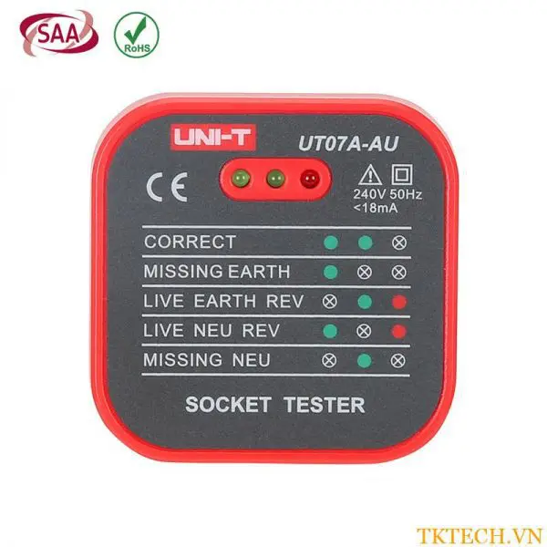 Thiết bị kiểm tra ổ cắm Uni-T UT07A-AU: Socket Tester