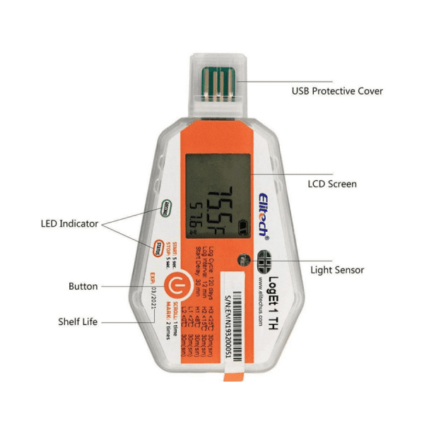 Máy ghi dữ liệu nhiệt độ và độ ẩm Elitech LogEt 1 TH dùng một lần 02