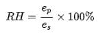 Công thức tính độ ẩm tương đối