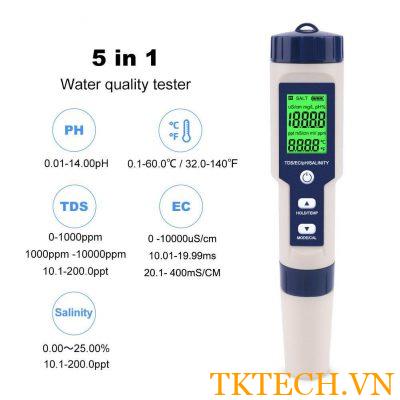 Máy đo 5 trong 1 pH, độ mặn, EC, TDS, nhiệt độ EZ-9909 SP