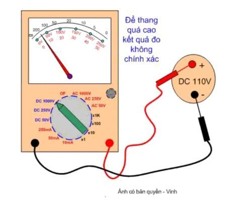 Dùng đồng hồ vạn năng đo điện áp một chiều DC