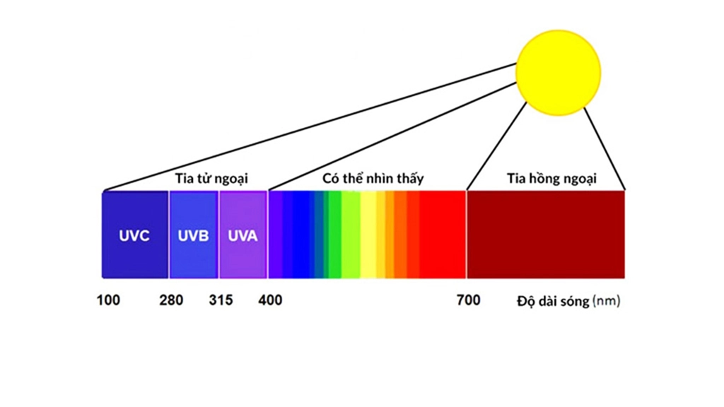 Tia UV có 3 loại với 3 mức bước sóng khác nhau